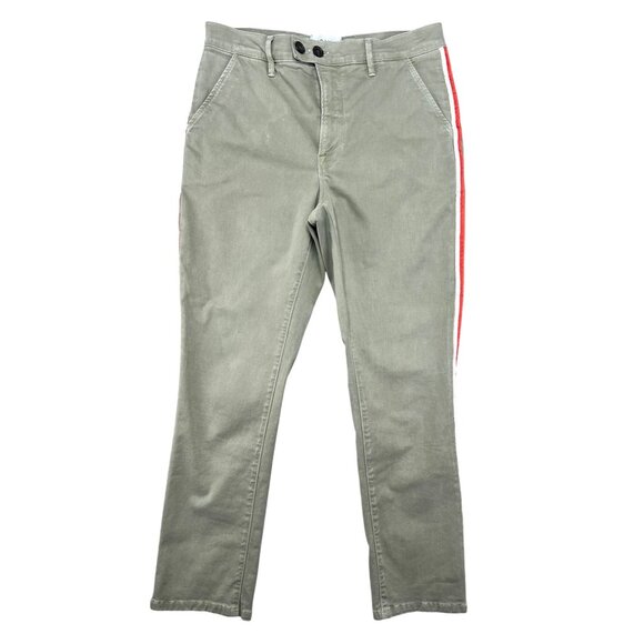 Frame Womens Olive Green Pants With Red & White Side Stripe Size 27 - Picture 14 of 15